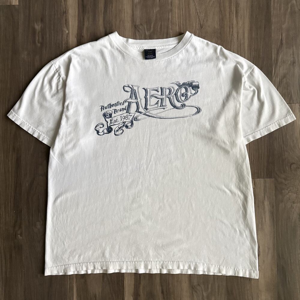Vintage Aeropostale T-Shirt Men's Size XL White Y2K Tribal Spell Out